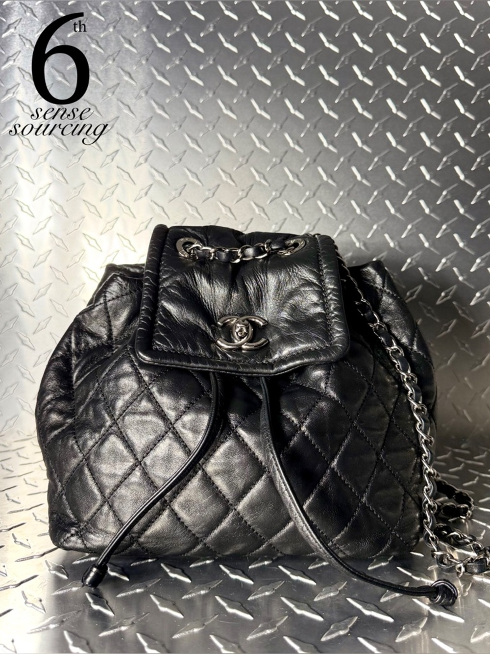 Chanel Lambskin Quilted Beijing Convertible Drawstring Backpack in Black SHW